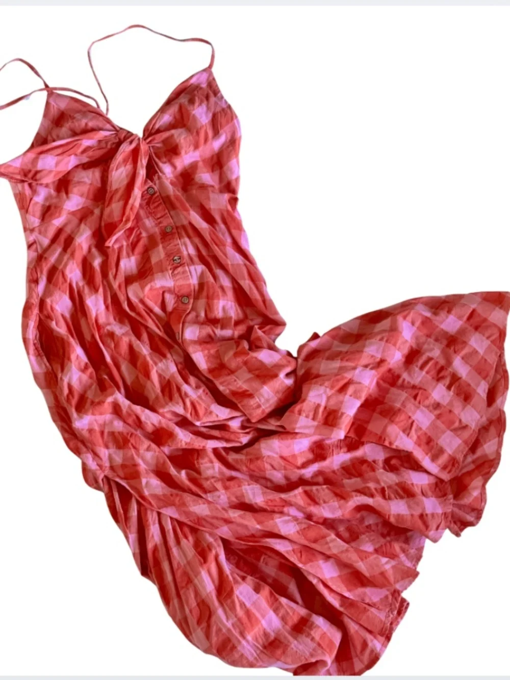 FREE PEOPLE VIA MIDI DRESS RED COMBO Medium - Picture 2 of 5